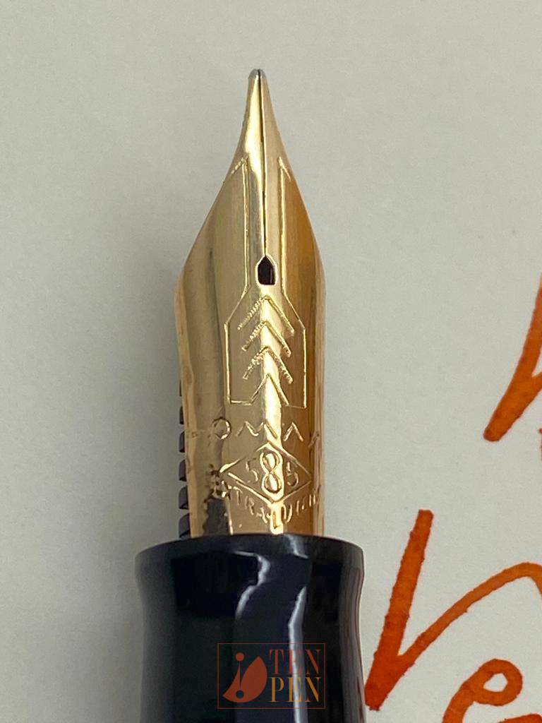 OMAS オマス 万年筆 Gentlemen 吸入式 K14 585刻印ニブ OMAS GENTLEMEN BLACK CELLULOID- FLEXIBLE NIB | Tenpen - By Letizia
